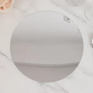 10-Pack Candle Plate Centerpiece Bases Circle Acrylic Mirror Tray Silver Round - Event Decor 10"