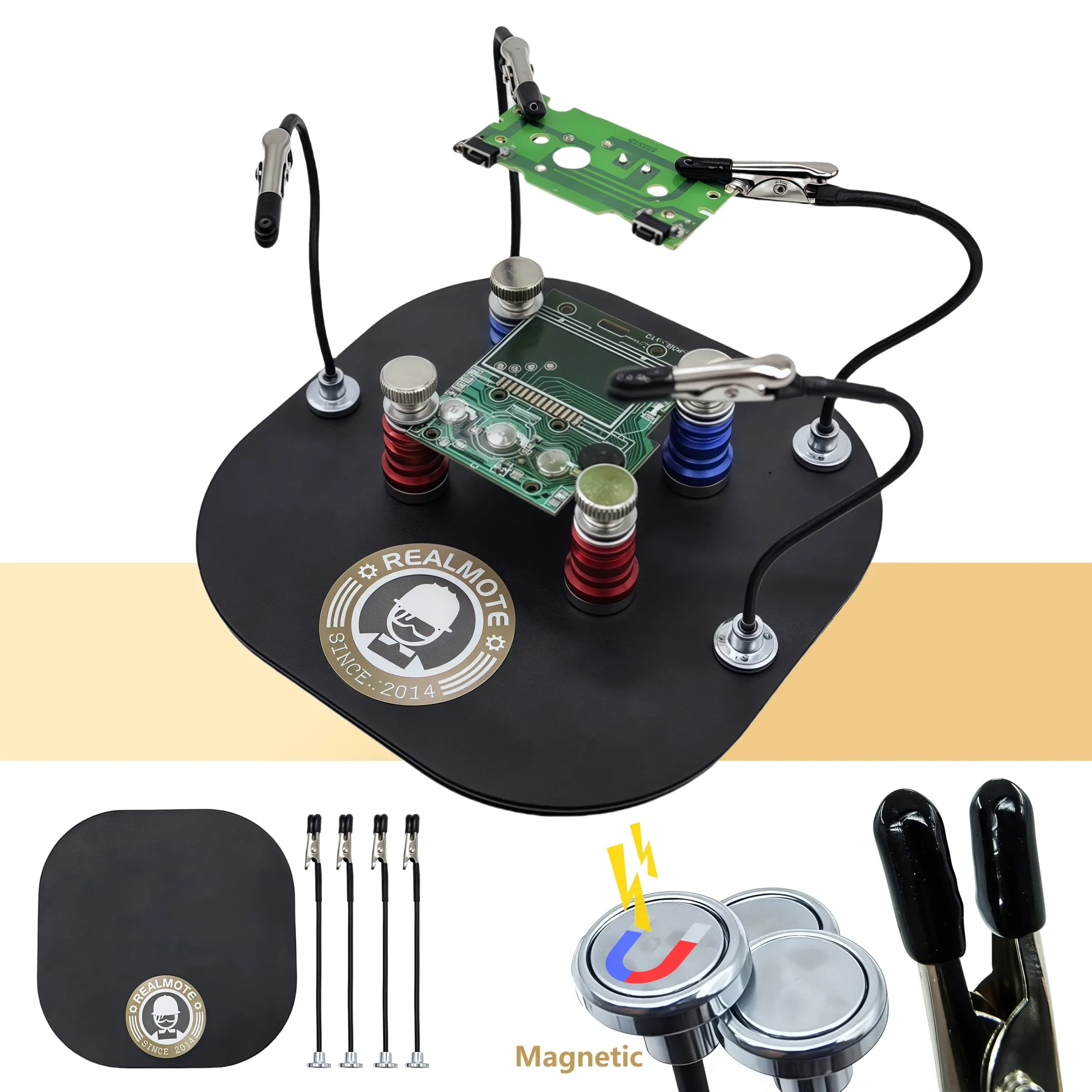 Versatile Pcb Soldering Holder with Magnetic Pin Slots, Bendable Clips, Circuit Board Electronic Repair Tool Set, Tool Kit