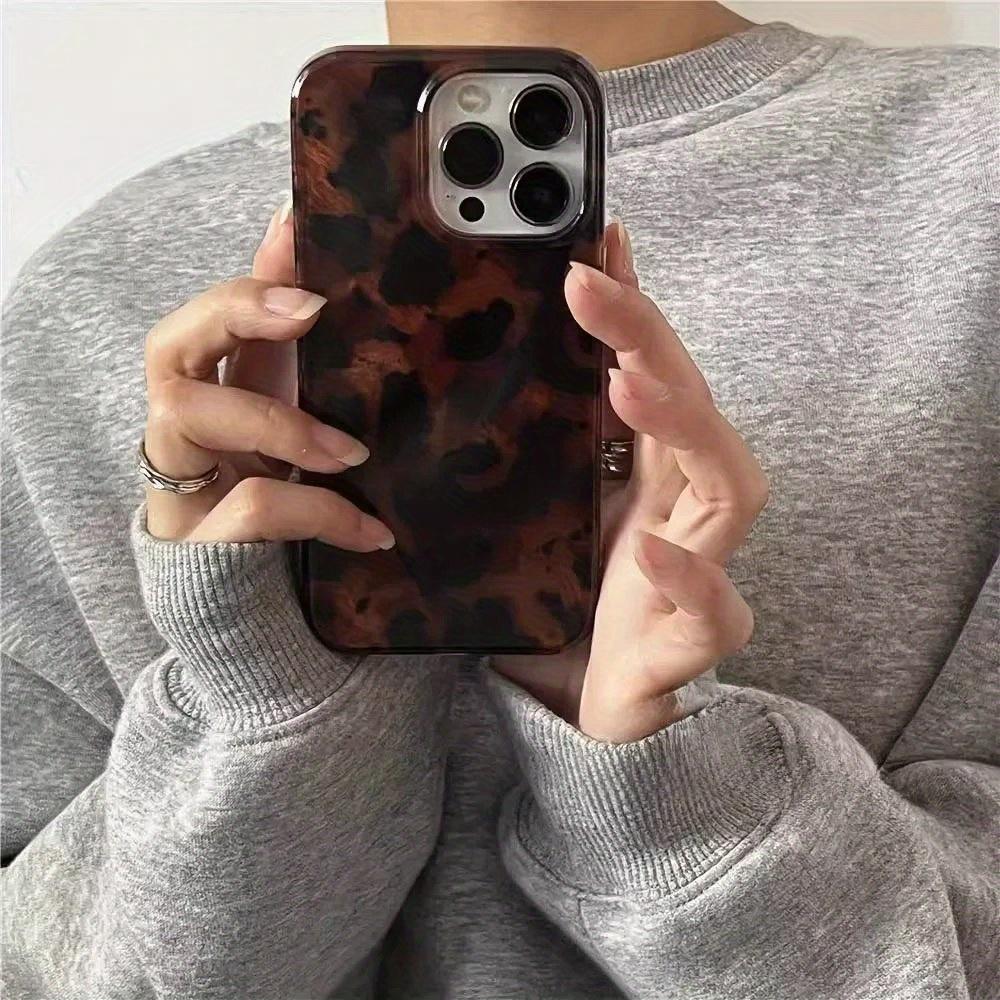 Retro Tortoiseshell Pattern Phone Case, Anti-Drop Protective Case for Women, Phone Accessory Compatible with iPhone 12/13/14/15 Pro Max, Cover, Protector