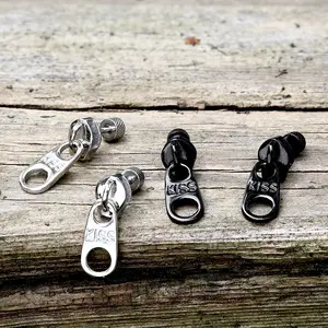 GTHIC Simple Zipper Puller Design Stainless Steel Stud Earrings Funny Jewelry Daily Wear