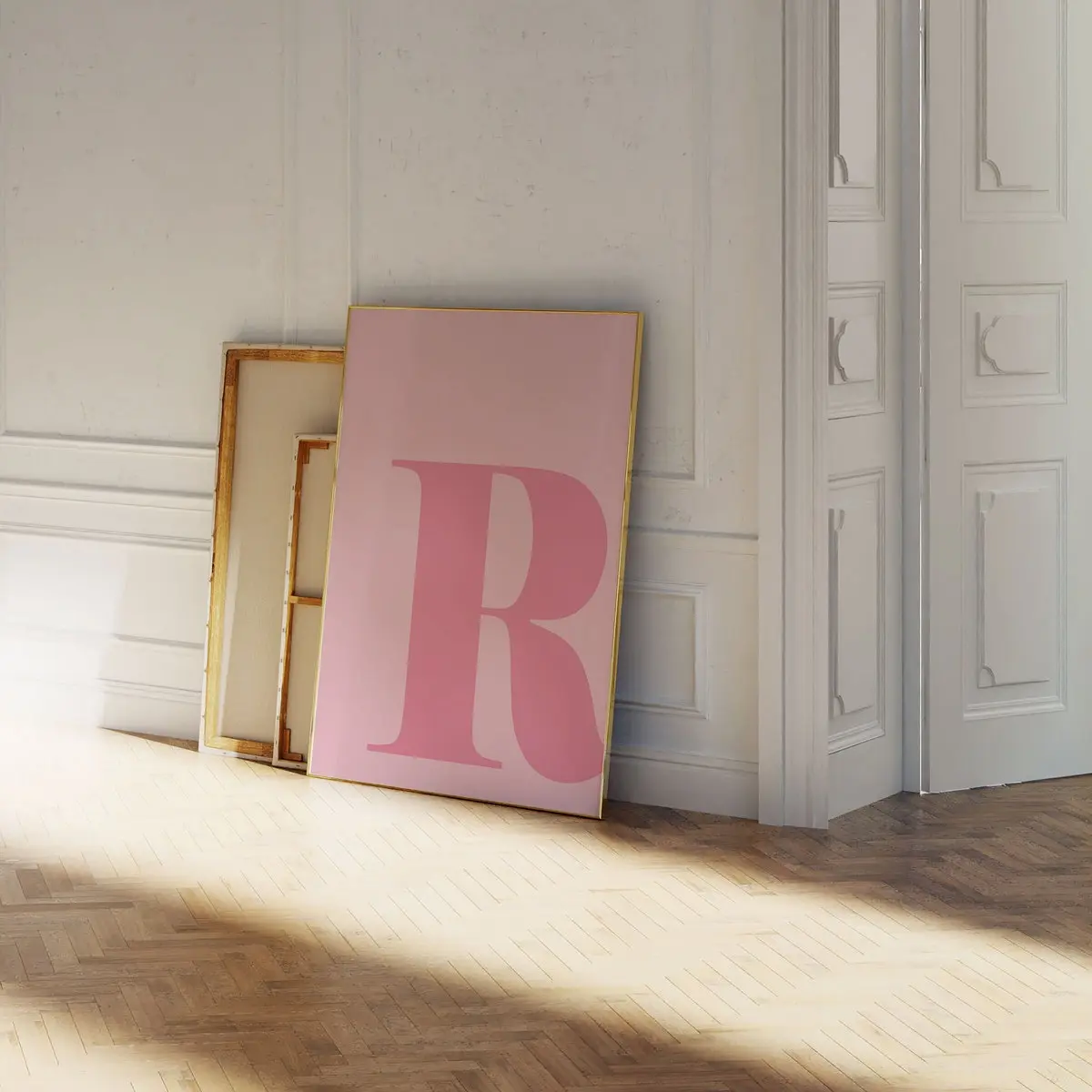Blush Pink Letter R Wall Art – Nursery Alphabet Poster – Monogram Baby Name Sign – Unframed, 5 size, 8x12 to 27x40 inch