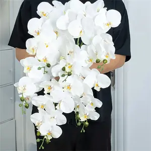 [White Orchid Flowers] 36 White Artificial Phalaenopsis Orchid Flowers Set | Realistic Plastic Blooms for Wedding, Bridal Bouquets, Party Centerpieces | Scaleable with Other Orchids/Vase - Low-Maintenance (No Water/Fertilizer)