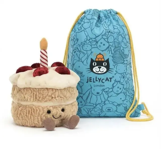 Jellycat Amuseables Birthday Cake Teddy Bear – Soft Rainbow Cake Plush Toy, Funny Cute Birthday Gift for Kids, Girls & Collectors