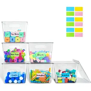 6 Pack Clear Stackable Storage Bins Plastic Toy Organizers and Storage with Lids Toy Bins for Organizer Storage Container for Organizing for Playroom Toy Storage Organizer Holds Toys 6