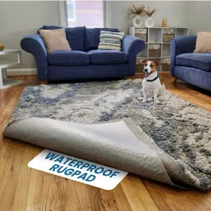 Waterproof Rug Pad - 3X5 ft Non-Slip Cushioned Pad for Area Floors, Washable, Scratch-Resistant Rug Underlay for Pet-Friendly Protection