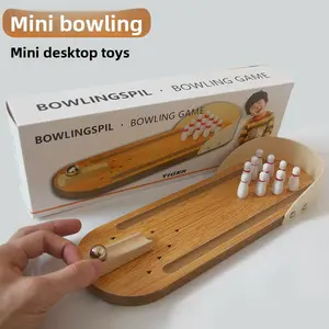 Mini Bowling Desktop Game Wooden Children's Educational Innovative Toy Solid Wooden Parent-Child Fun Ball