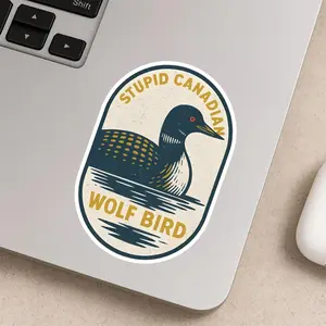 Stupid Canadian Wolf Bird Sticker, Funny Hockey Romance Meme, LGBT Fan Sticker