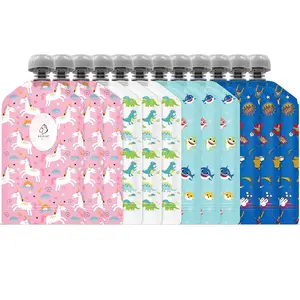 Reusable Food Pouches 12 Pack 5oz Toddlers Food Storage Pouches Double Zipper Squeeze Pouch Freezer Safe for Kids DIY Homemade Organic Puree