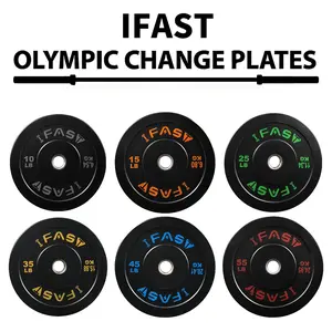 IFAST Olympic Bumper Plates with 2-Inch Steel hub home gym Strength training Weight Plate floor protection fitness equipment Barbell Change Crossfit Muscle Exercise