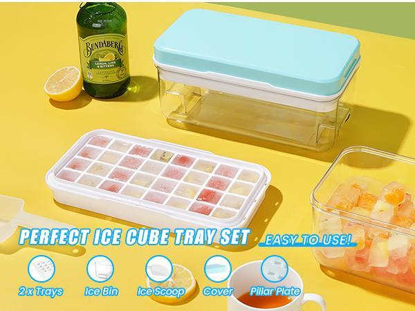 Flycity Stackable Ice Cube Tray Set with Lid and Bin – 64/96 Cubes,BPA Free,Easy-Release Ice Molds for Freezer,Includes Scoop Containers Utensils Flycity Stackable Ice Cube Tray Set with Lid and Bin – 64/96 Cubes,BPA Free,Easy-Release Ice Molds for Freezer,Includes Scoop Containers Utensils