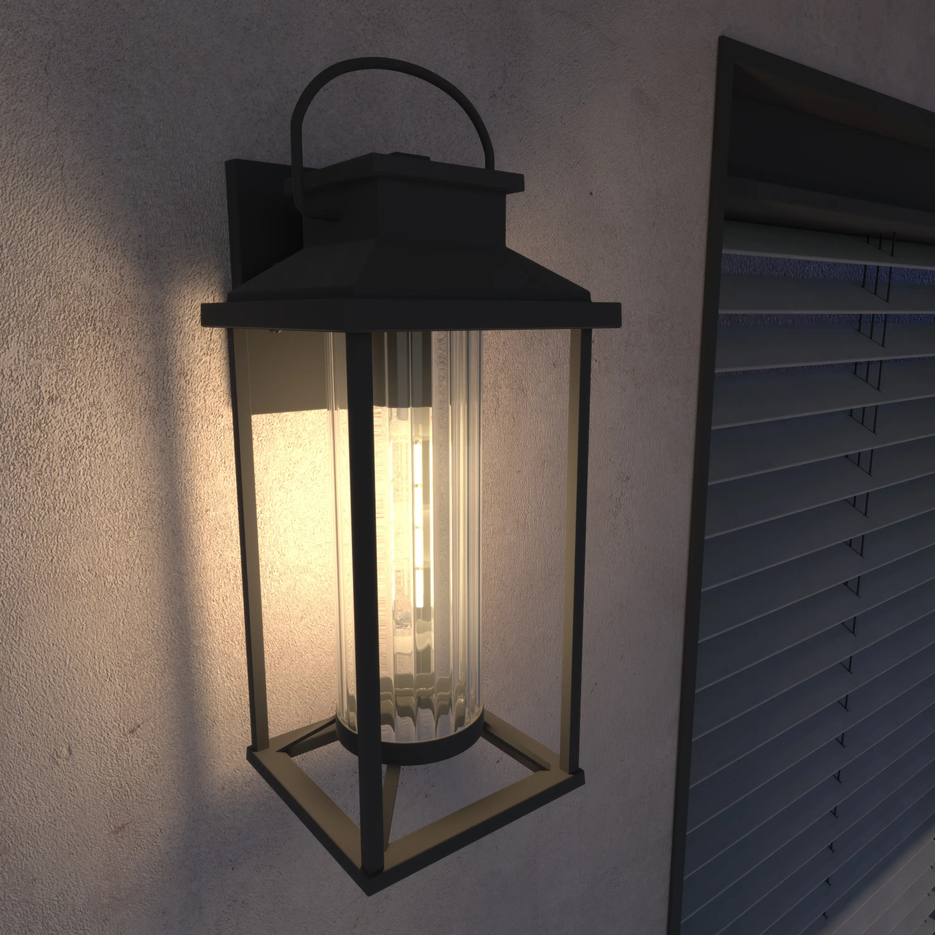 Textured Black Modern Wall Sconce Lantern Lamp, Anti-Rust Waterproof Shock-Resistant E26 Glass Outdoor Wall Mount Lighting Fixture with Mounting Hardware, 1-Pack for Front Door, Porch