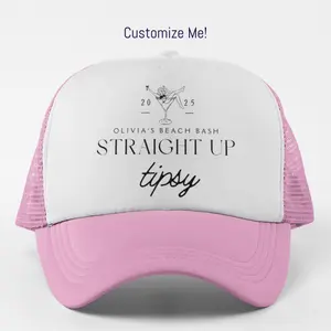 Custom Bachelorette Party Trucker Hat Martini Theme Straight Up or Tini Bit Personalized Design Trucker Party Hats Bday Hats Fun Bach Pool Party Accessories Matching Group Hats