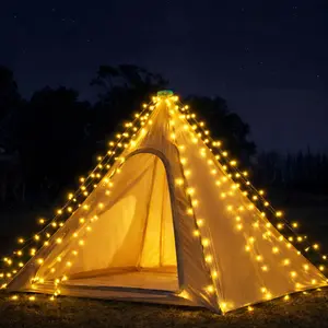 Camping String Lights, 8 Lighting Modes, 16 x 6.6FT Strings, Waterproof Outdoor String Lights, Portable Camping Lights for Camping/Yard/Hiking Activities, Requires Plug-in Power