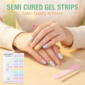 20 Finger Semi-Cured Gel Nail Stickers, UV Gel Nail Art Stickers, Soft Gel Nail Tips, Salon Quality, Requires UV Lamp