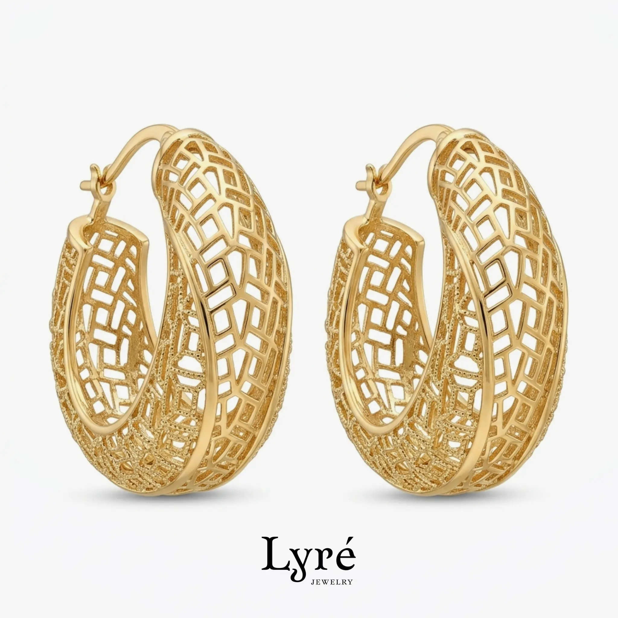 Rania Mesh Lattice Hoop Earrings | ER010