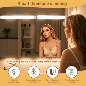 30cm/11.81inch Touch Control LED Cabinet Light, Adjustable Angle, Three Color Modes, USB Rechargeable, Ideal for Mirrors, Bedside, Kitchen, Closet, Desk, Adjustable Lights
