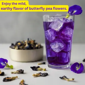 Premium Butterfly Pea Tea, 100% Natural andPure from Butterfly Pea Flowers,Hand-made.Made With Natural Materials-Corn Fiber Tea BagSugar/Caffeine/Gluten Free,Vegan, NaturalBeverage