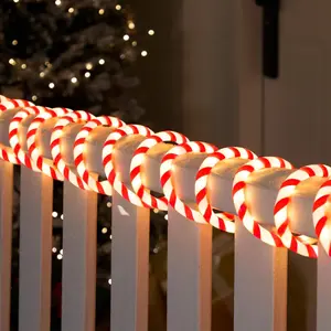 40FT LED Candy Cane Rope Lights, Waterproof Outdoor 360 LED Christmas Decor Lights for Garden Yard Party Xmas Christmas Holiday Decorations (Red & Warm White)