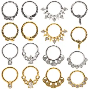 1PC Stainless Steel Cone Snake Water Drop Zircon Nose Ring Ear Captive Tragus Cartilage Helix Hoop Earring Piercing Body Jewelry