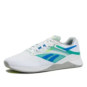 Reebok Nano X4 Mens Shoes, Cross Training Gym Sneakers for Men, Footwear White/Unleashed Green/Grey 1, 11