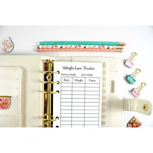 Personal Size Weight Loss Tracker Insert fits with Kate Spade Personal Planner, Filofax Personal, Color Crush Personal Size and Other Personal Size Planner