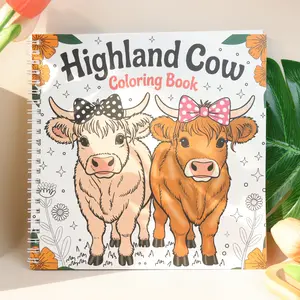 1PC HIGHLAND COWS Adult Coloring Book, Coloring Pages, Perfect Gift for Holidays, New Year, Thanksgiving, Birthdays, Couples, Friends, Colleges, and Family