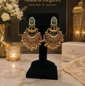 Timeless Elegance Premium Gold Plated Menakari 2 Layered Earring with Intricate Design and Rich Details