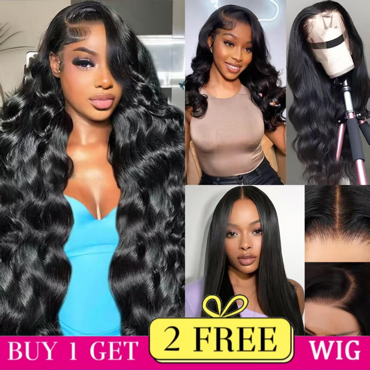 Combo sale [30'+22'+22'] " buy 1 get 3 wig'' 13x4 Body Wave & Straight Lace Front Wigs Human Hair with Baby Hair 180% Density Human Hair Wigs for Black Women