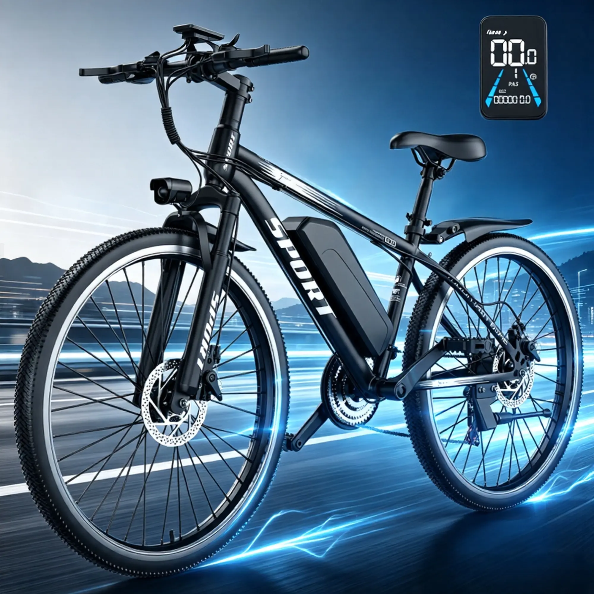 Adult Electric Mountain Bike with Bike Seat, 1500W Peak Motor, 28 MPH Max Speed, 65 mi Range, 48V 10Ah Removable Battery, 26" Wheels for Commuting