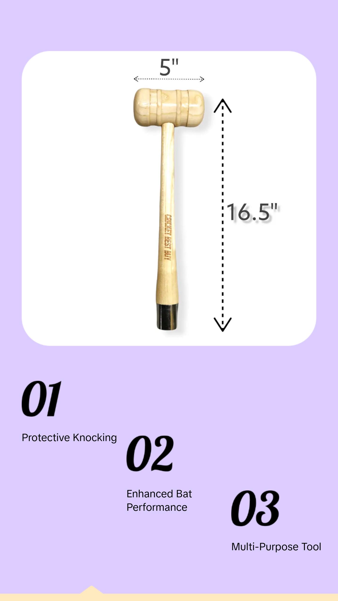 Bratla Cricket Bat Mallet and Cone Combo Knocking Bat Apply Rubber Grip