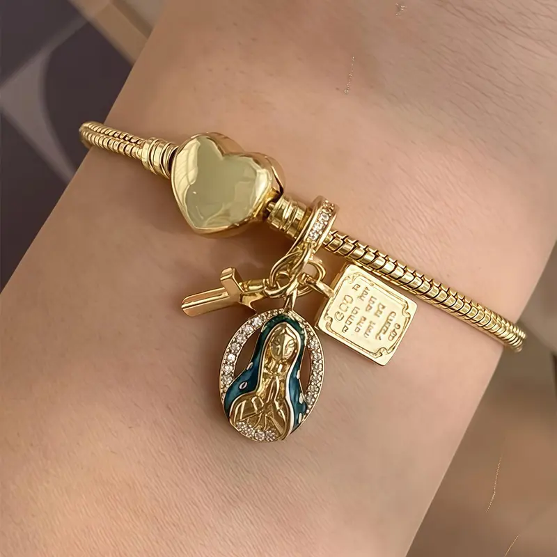 1 Piece Stylish Versatile Top for Women, Trendy Casual Wear for All Occasions, Comfortable and Fashion Forward Apparel, Heart Lock Bracelet, Chain Bracelets, Alloy Chain Bracelet, Bracelet Jewelry, Fashionable Bracelet