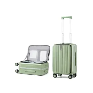 New store discount  Front Opening Carry On 20 24 Checked 26 Inch PC Hard Shell Suitcases Aluminum Frame Tsa Rolling Travel Lage Suitcase With Wheels Jet Black