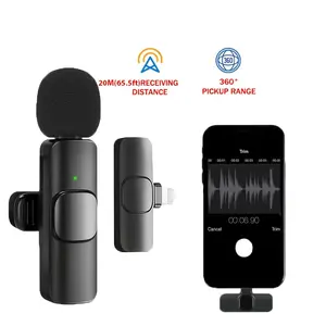 K9 Upgrade Wireless Lapel Mic, 2-In-1 Recording & Live Streaming, Noise Reduction Mini Bluetooth-compatible Microphone for iPhone Android Samsung, Wireless Lavalier Mics