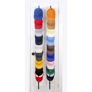 CapRack Hat Organizer Over-The-Door Rack with Adjustable Clips | Space Saving Polypropylene Material | Holds 18-36 Caps | Black Decor