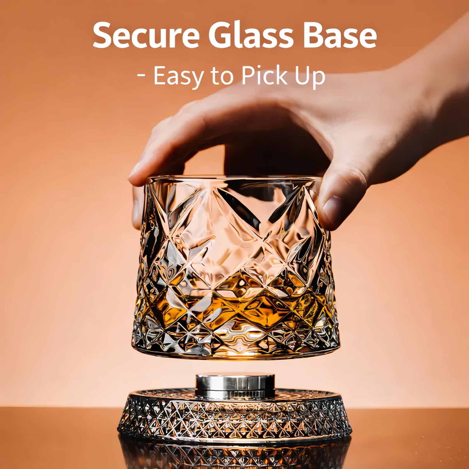 Luxury 360° Spinning Whiskey Glass | Stress Relief Crystal Cup for Aesthetic Home Bar