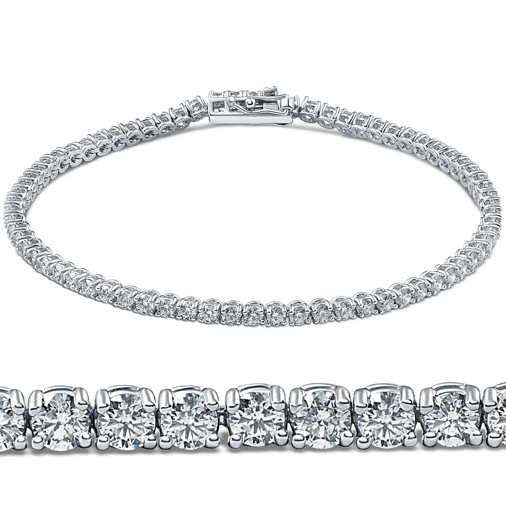3ct Round Diamond Tennis Bracelet 14K White Gold Women's 7"