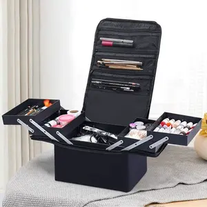 Makeup Bag Cosmetic Bag Organizer with 4 Inner Removable Pouches And 1 Jewelry Roll Multifunctional Travel Makeup Case