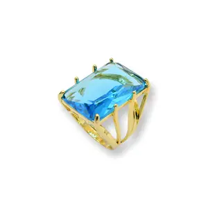 Explicit Aquamarine Ring - Brass Explicit Aquamarine Ring - Brass