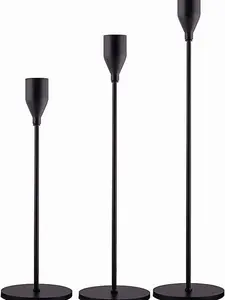 Candle Holders Set of 3 for Taper Candles, Decorative Candlestick Holder for Wedding, Dinning, Party, Fits 3/4 inch Thick Candle&Led Candles (Metal Candle Stand)