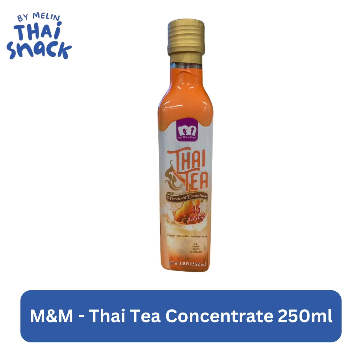 Melin & Maddie Sweetened Thai Tea Concentrate - Flavorful Café-Style Beverage, Makes Up to 15 Drinks, Affordable, Vegan, Lactose-Free, Flavor