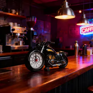 1pc/ motorcycle modeling clock, bedside clock, desktop ornaments, suitable for a variety of room decoration, home decoration, living room, office, Christmas gifts and holiday party decoration.