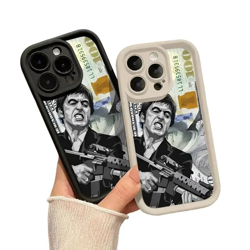 Scarface Tony Montana Dollar Bill Design TPU Silicone Smartphone Case - Durable Butterflies Casing, Shockproof Handheld Cellphone Protection Cover for iPhone 17/16/15/14/13/12/11 ProMax Plus,for Samsung Devices, Fan Gift