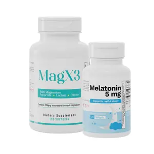 Magnesium & Melatonin Bundle for Sleep Support 5 mg Melatonin & 400 mg Magnesium Complex Dietary Supplement for Relaxation and Stress Relief - Healthcare