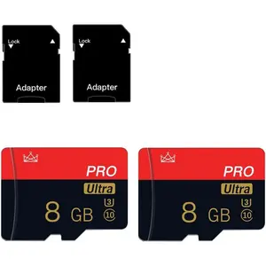 2 Pack  SD Card 8GB Class 10 with SD Adapter High Speed Memory Card for Tablet,Camera,Drone
