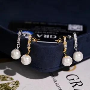 [ICE HUE]18K Gold Vacuum Plated S925 with 5A+ Sri Lanka Moissanite Earrings, 10mm Pearl, Luxury Jewelry for Women & Men, Daily Wear, Casual Fashion, Gift Idea