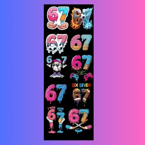 67 Number DTF Gag Sheet – Drip, Sports & Cartoon Styles | Ready to Press Transfers