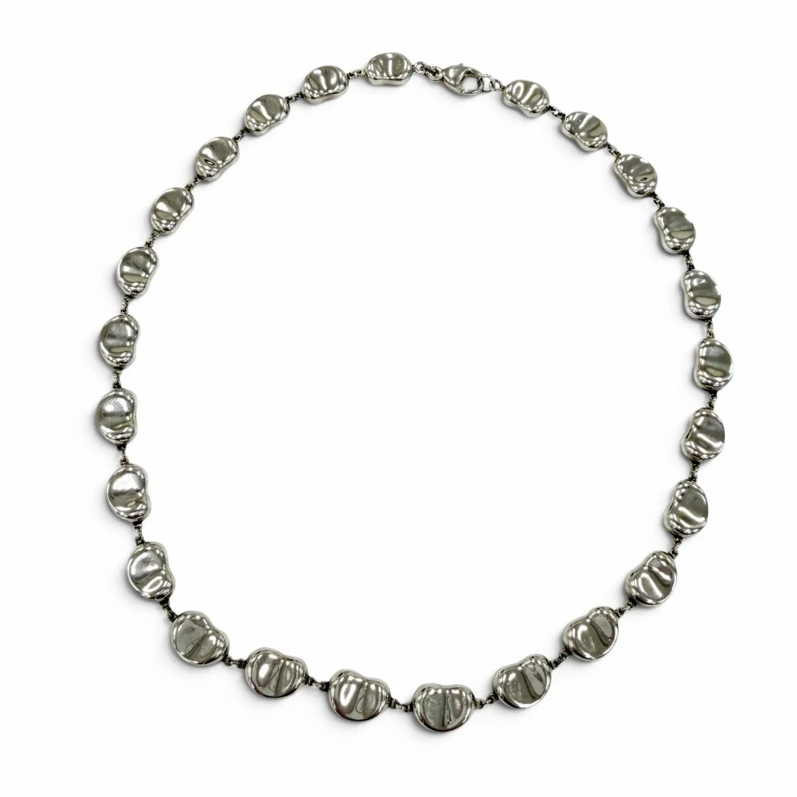 Pre-owned Tiffany & Co. Sterling Silver 925 (Ag925) Small Leather Goods Bean Silver Necklace