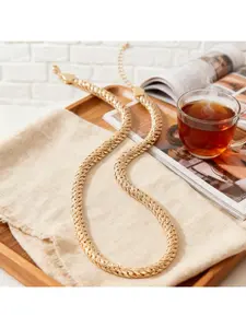 Gold Herringbone Flat Snake Chain Necklace- Minimalist Hip Hop Choker for Men & Women