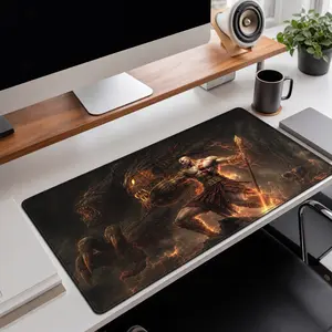 God of War Gaming Mousepad, XXL Extended Desk Mat with Smooth Rubber Surface, Anti-Slip Base, for PC Gamers and Office Setup (Ideal Gift)