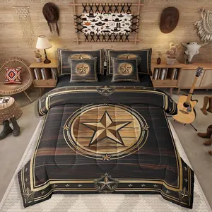 Feelyou 7-Piece Western Texas Star Comforter Set - Microfiber Decorative Bedding Set, Southwest Décor, Vintage Cowboy Themed for Boys, Microfiber Bedding Set